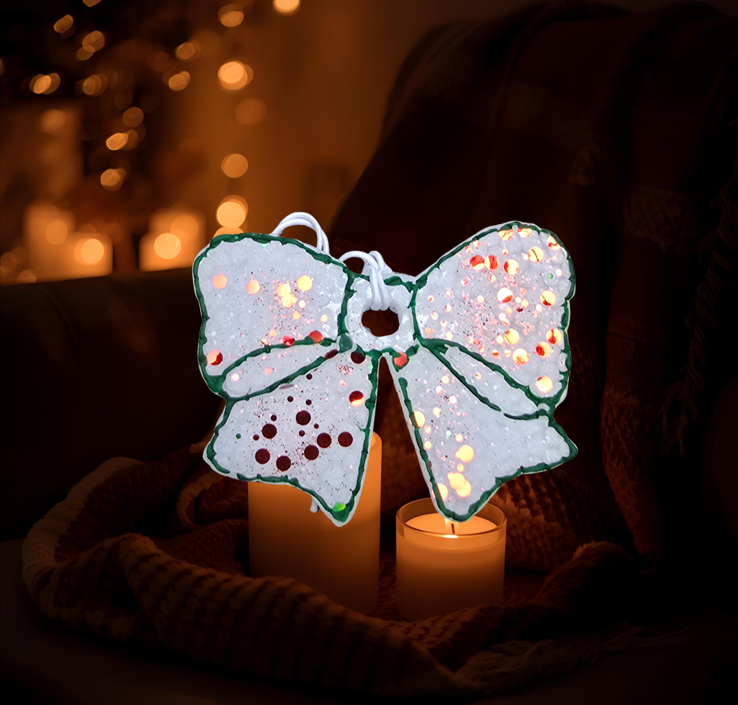 Christmas Bow W/outline - PINK LEMONADE PUNCH