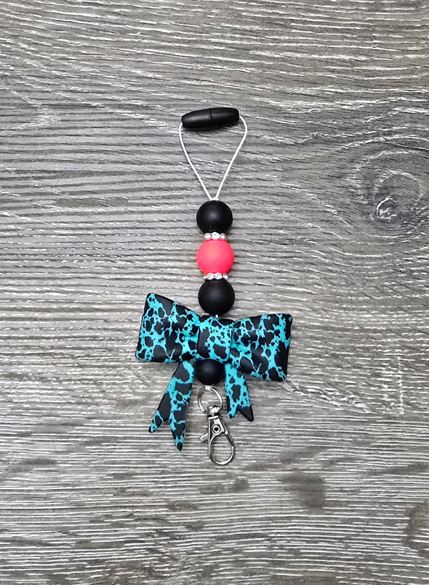 Teal Cow Print Bow