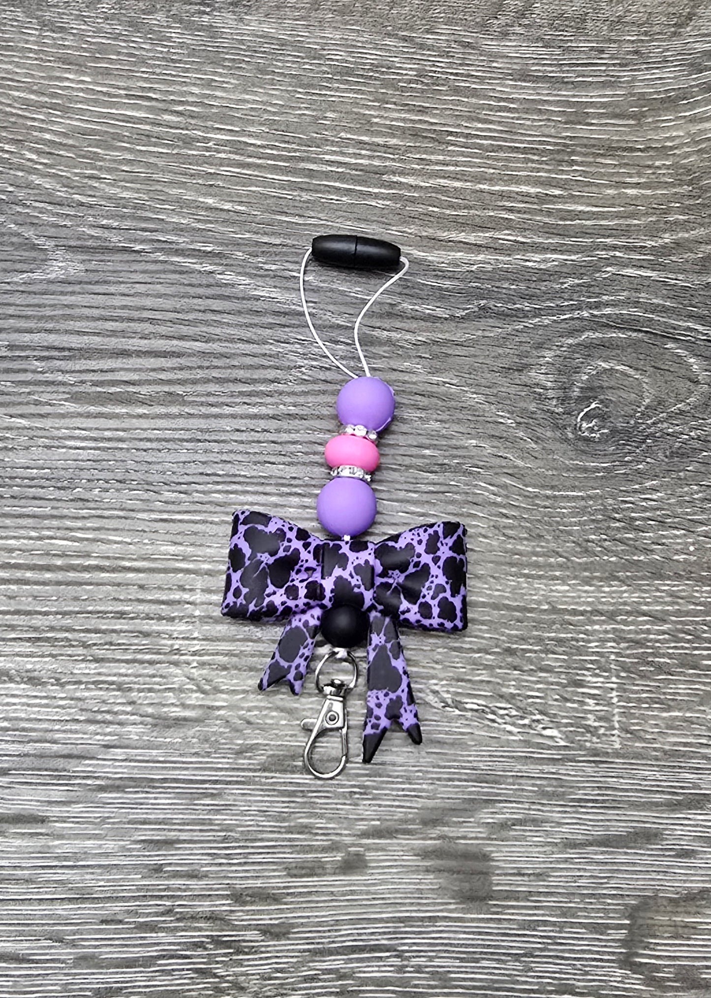 Purple Cow Print Bow