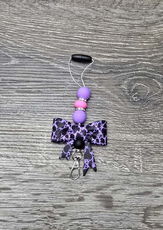 Purple Cow Print Bow