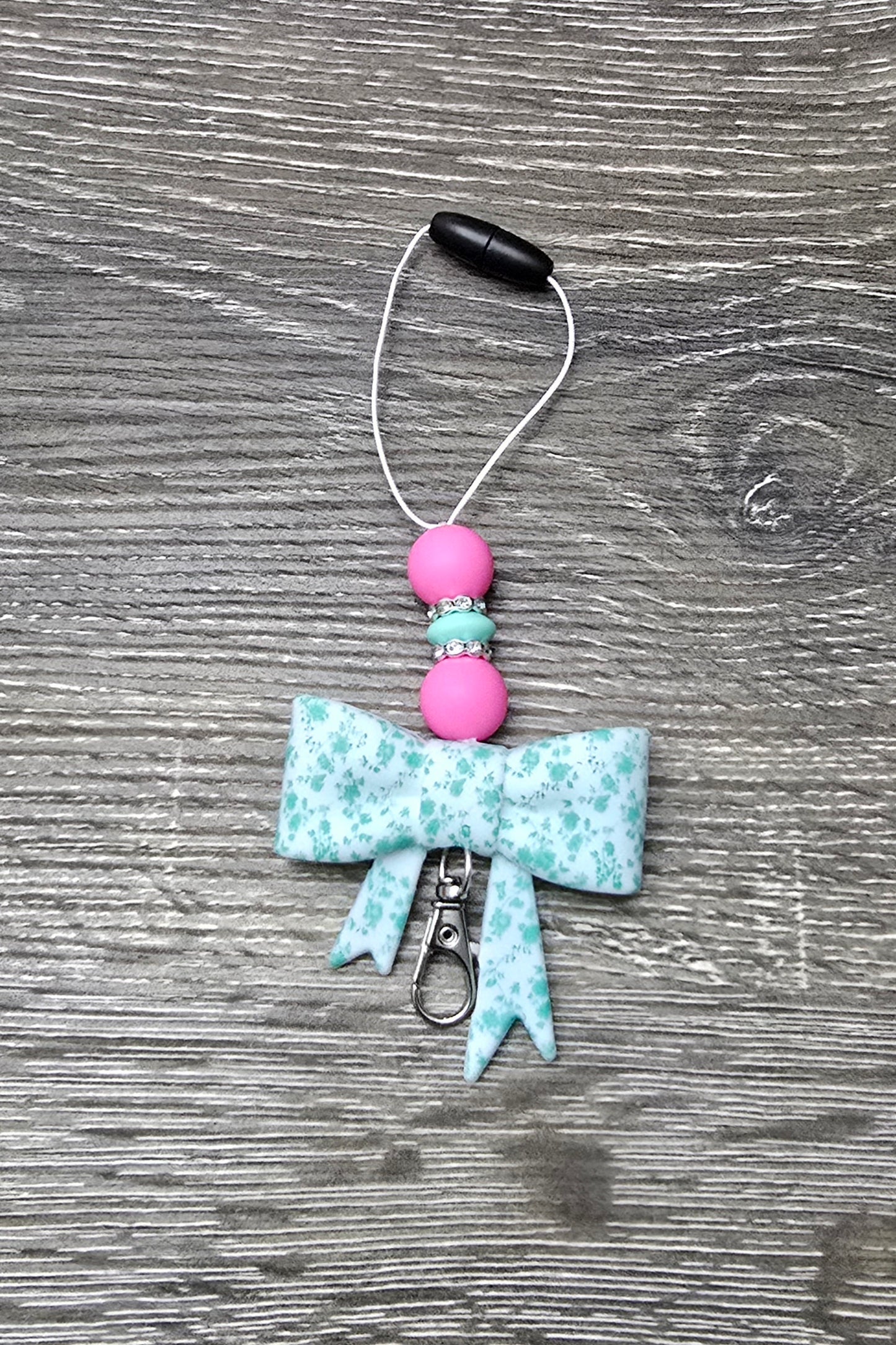 Blue Floral Bow
