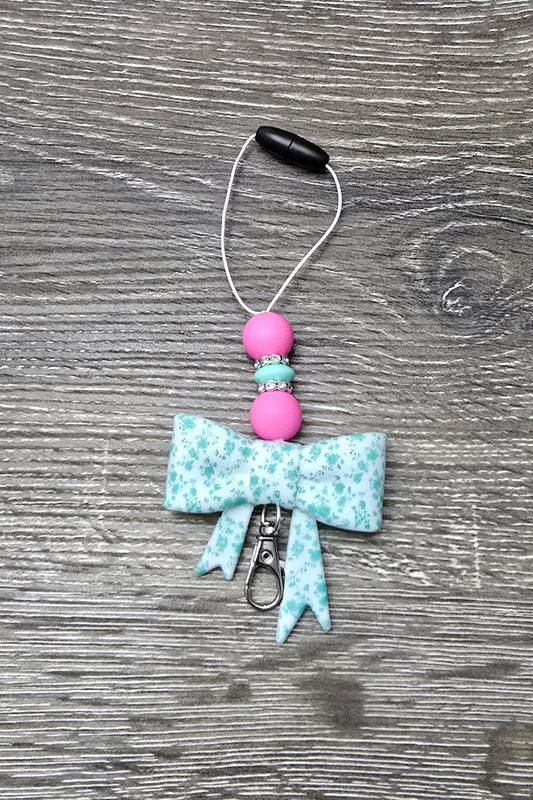 Blue Floral Bow