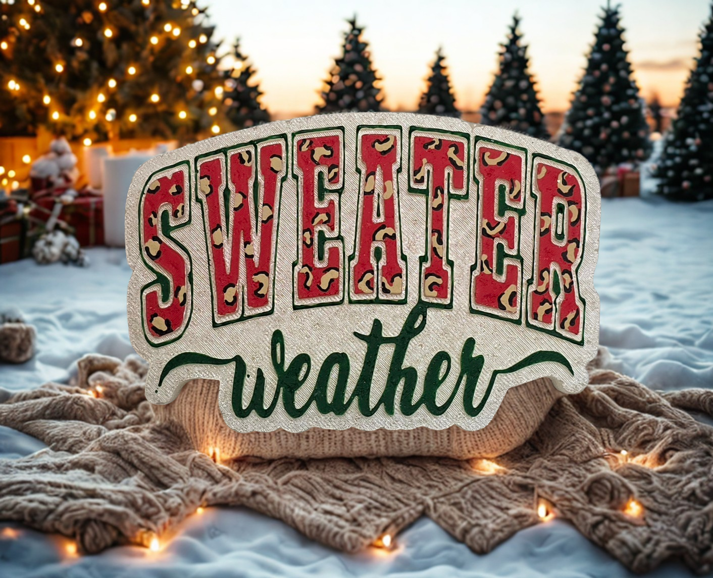 Sweater Weather Christmas Leopard- SUGAR COOKIE